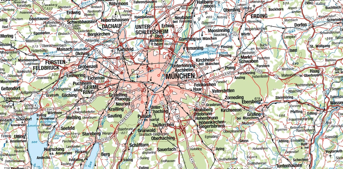Harta munchen și orașele din jur