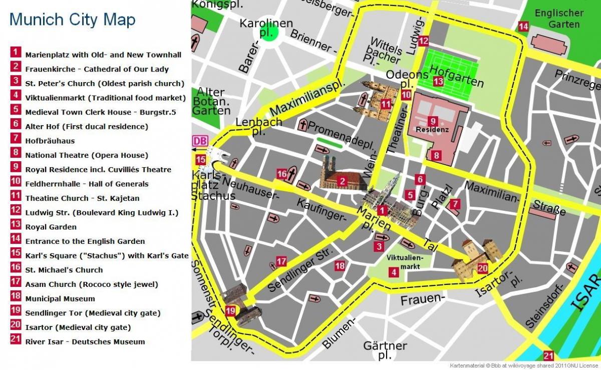hartă din centrul orasului münchen atracții