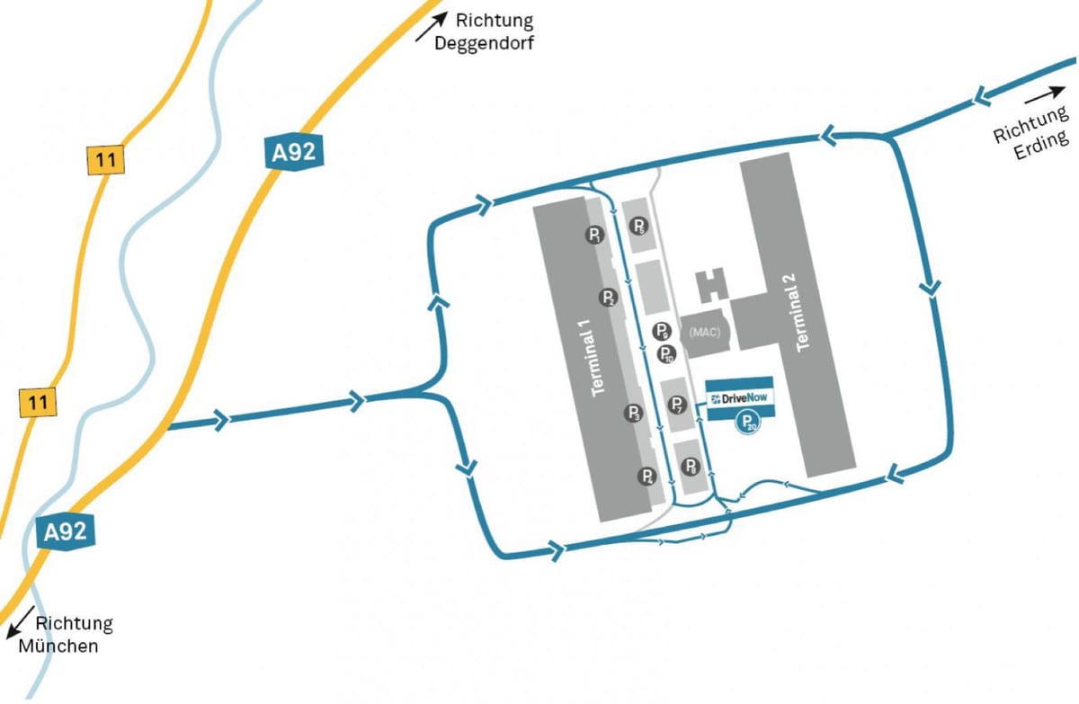 munchen aeroport închiriere mașină hartă