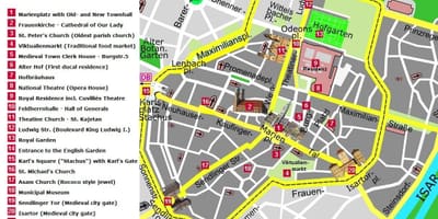 Hartă din centrul orasului münchen atracții